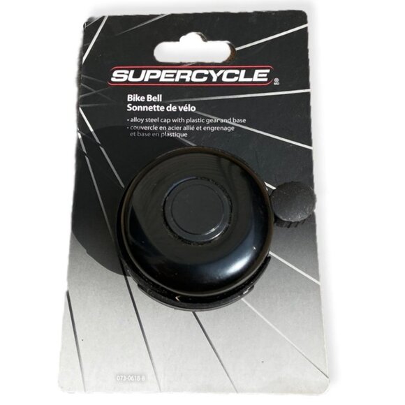 NWT Supercyle Bike Bell Alloy‎ Steel Black Bicycle Cycling Brand New Cycle Bells - Picture 1 of 2